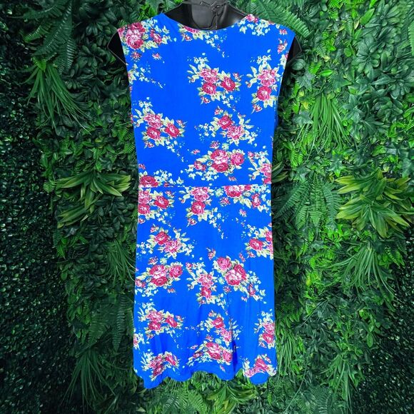 Nina Piu Dress Women 2XL Blue Sleeveless Floral Fit Flare Skater Stretch 0978 - Picture 8 of 8